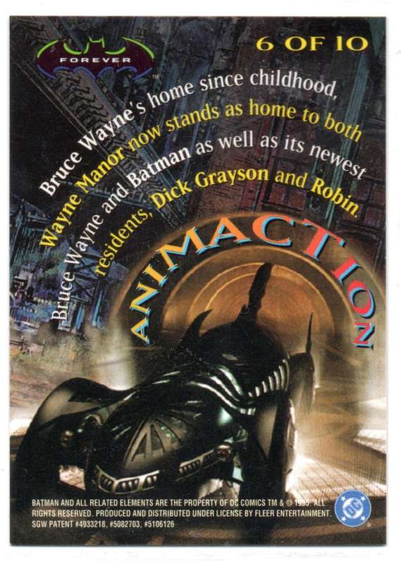 Fleer Ultra 95 DC Comics Batman Forever  - 6 Batman and Robin Animaction