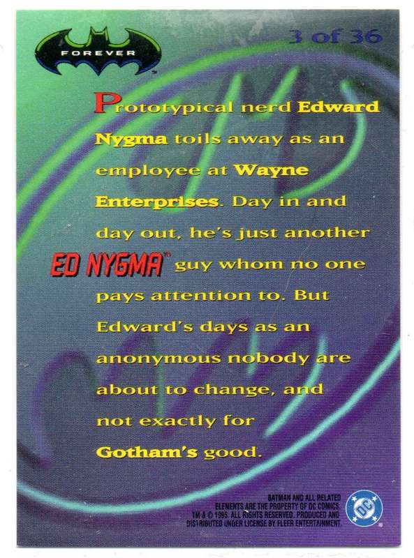 Fleer Ultra 95 DC Comics Batman Forever  - 3 Ed Nygma Holograms