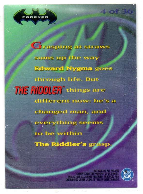 Fleer Ultra 95 DC Comics Batman Forever  - 4 The Riddler Holograms