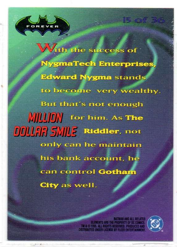 Fleer Ultra 95 DC Comics Batman Forever  - 15 Million Dollar Smile Holograms