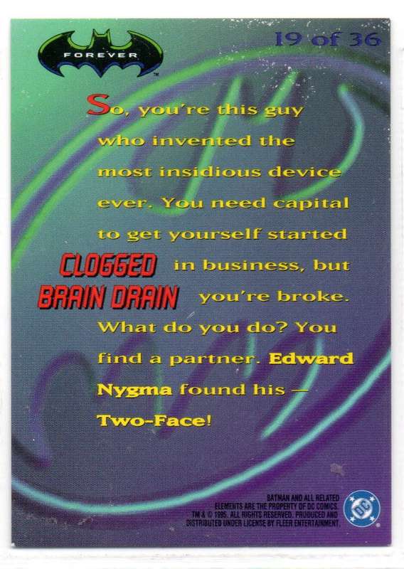 Fleer Ultra 95 DC Comics Batman Forever  - 19 Clogged Brain Drain Holograms