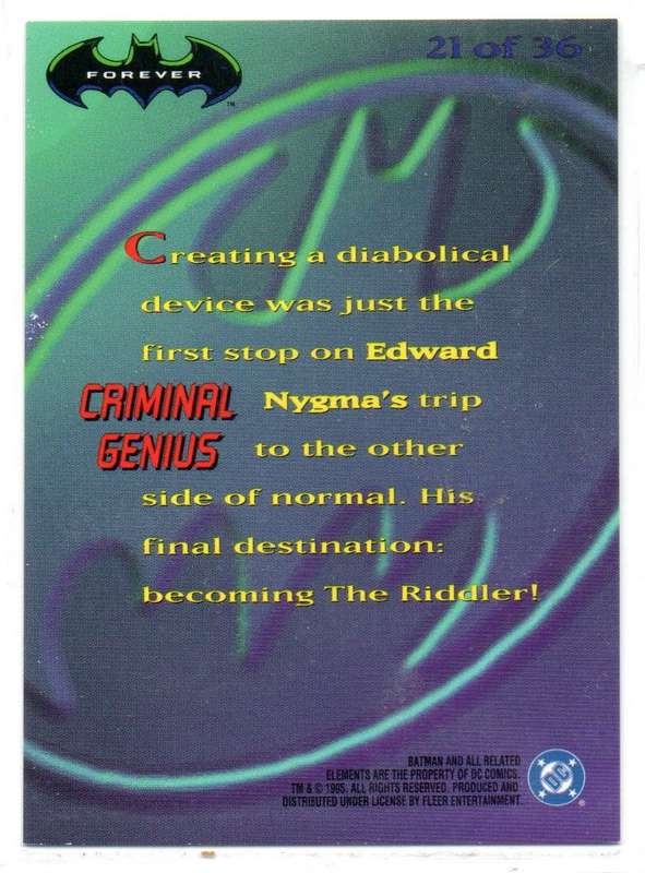 Fleer Ultra 95 DC Comics Batman Forever  - 21 Criminal Genius Holograms