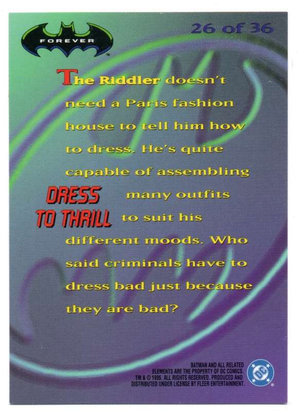 Fleer Ultra 95 DC Comics Batman Forever  - 26 Dress To Thrill Holograms