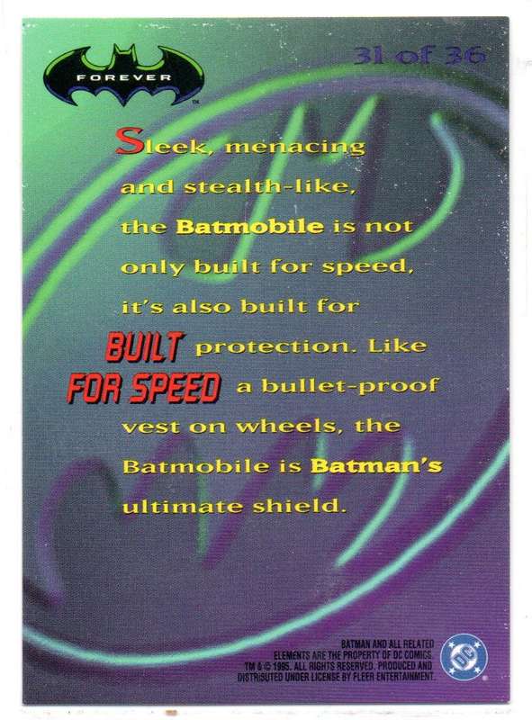 Fleer Ultra 95 DC Comics Batman Forever  - 31 Built for Speed Holograms