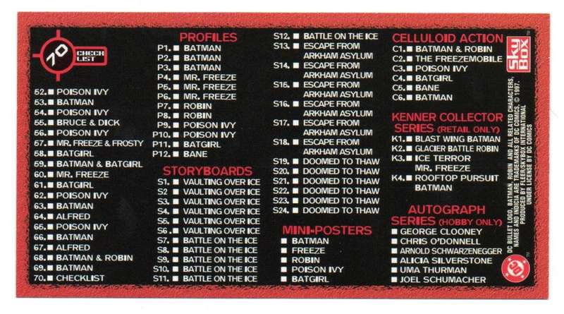 SkyBox Premium 1997 DC Batman & Robin - 70 Checklist