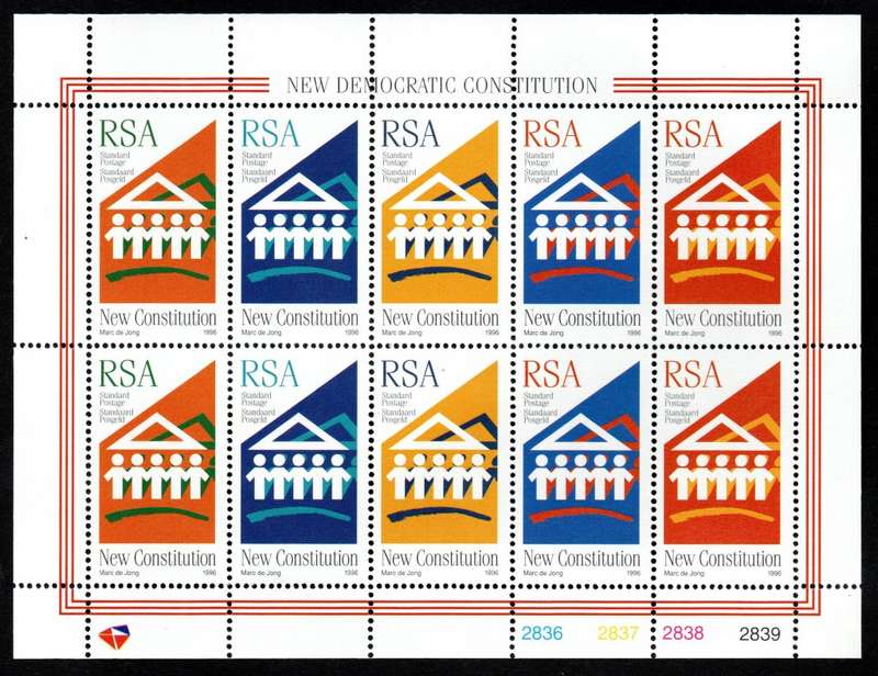 RSA 1996/08/01 New Democratic Constitution Sheetlet of 10