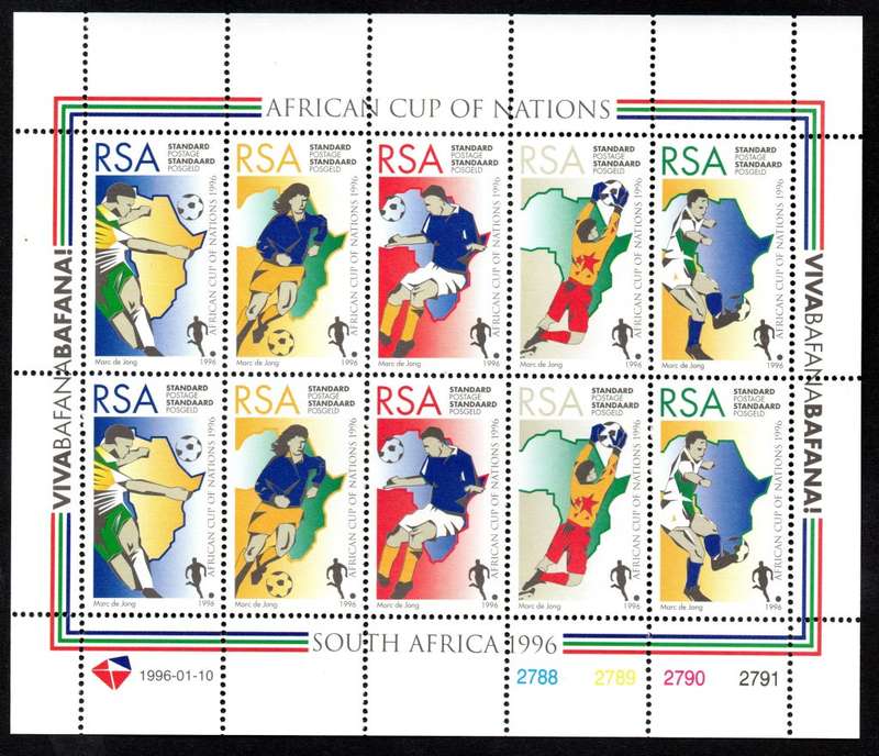 RSA 1996/01/10 Soccer African Cup of Nations Sheetlet of 10