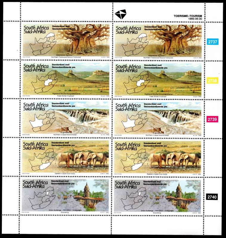RSA 1995/06/30 Tourism in South Africa Control Complete Sheet of 10