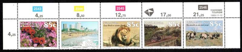 RSA 1993/11/12 Tourism Control Strip of 5