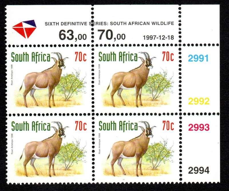 RSA 1997/12/18 6th Definitive (Redrawn) 70c Control Blocks