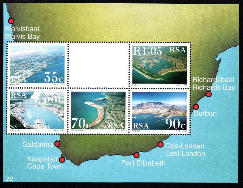 RSA 1993/01/28 South African Harbours Miniature Sheet