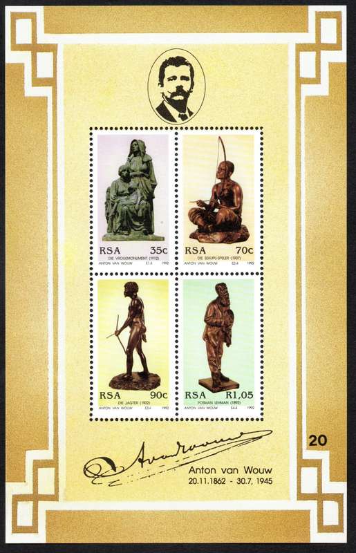 RSA 1992/10/08 130th Birth Anniversary of Anton van Wouw Miniature Sheet