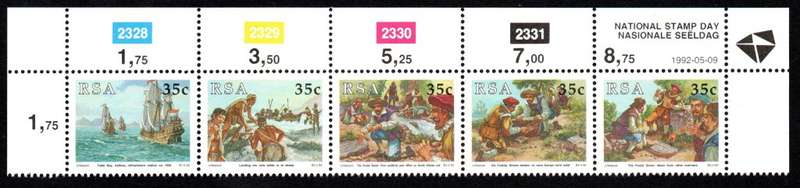 RSA 1992/05/09 National Stamp Day Control Strip of 5