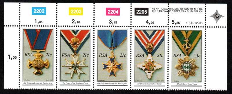 RSA 1990/12/06 The National Orders of S.A. Control Strip of 5