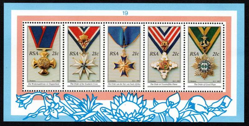RSA 1990/12/06 The National Orders of S.A. Miniature Sheet