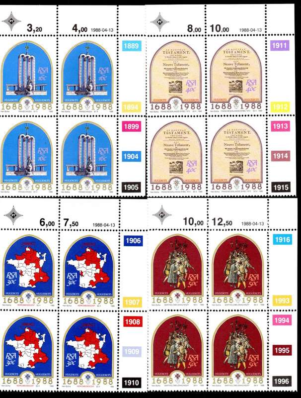 RSA 1988/04/13 300th Anniversary of Arrival first French Huguenots Control Blocks