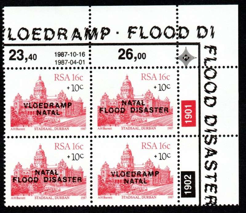 RSA 1987/11/16 Natal Relief Fund (1st Issue) Control Blocks