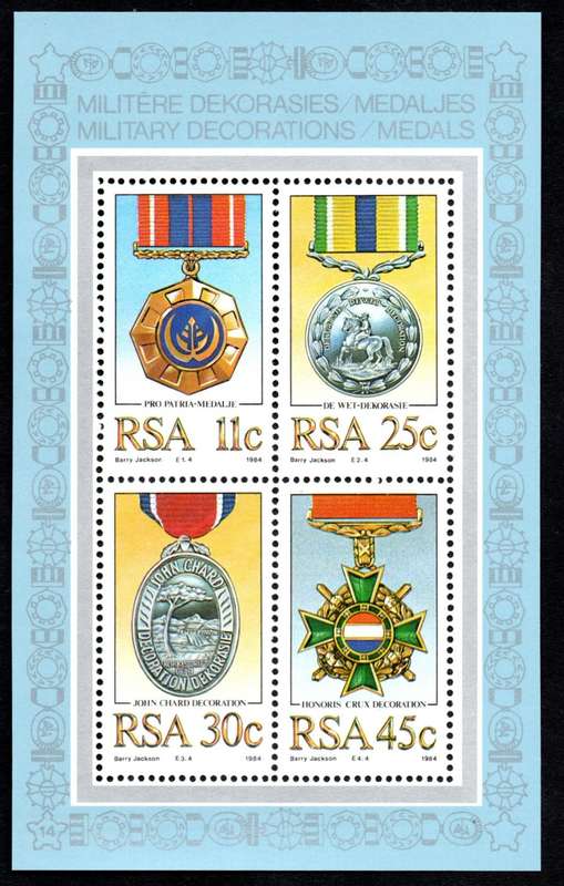 RSA 1984/11/09 Military Decorations Miniature Sheet