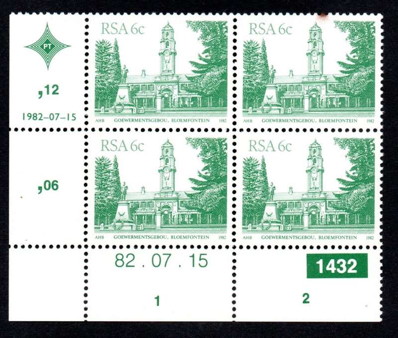 RSA 1982/07/15 4th Definitive issue 6c Plate 1432 Control Blocks
