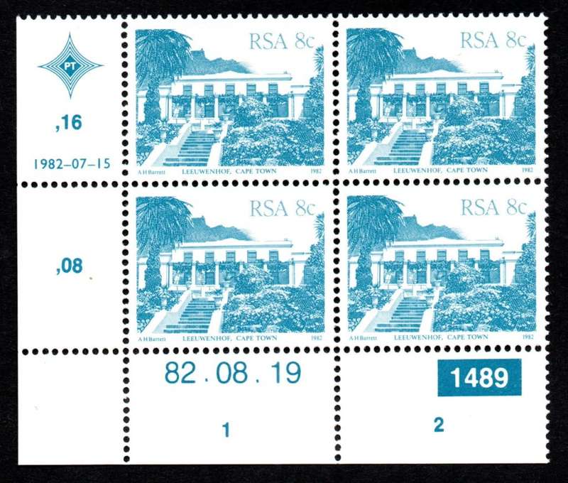 RSA 1982/08/19 4th Definitive issue 8c Plate 1489 Control Blocks