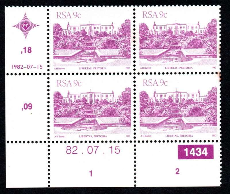 RSA 1982/07/15 4th Definitive issue 9c Plate 1434 Control Blocks