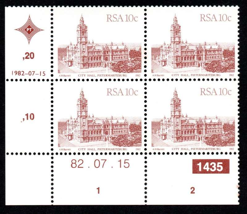 RSA 1982/07/15 4th Definitive issue 10c Plate 1435 Control Blocks