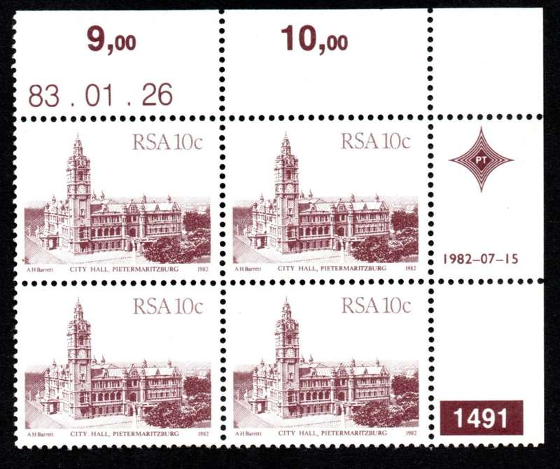 RSA 1983/01/26 4th Definitive issue 10c Plate 1491 Control Blocks
