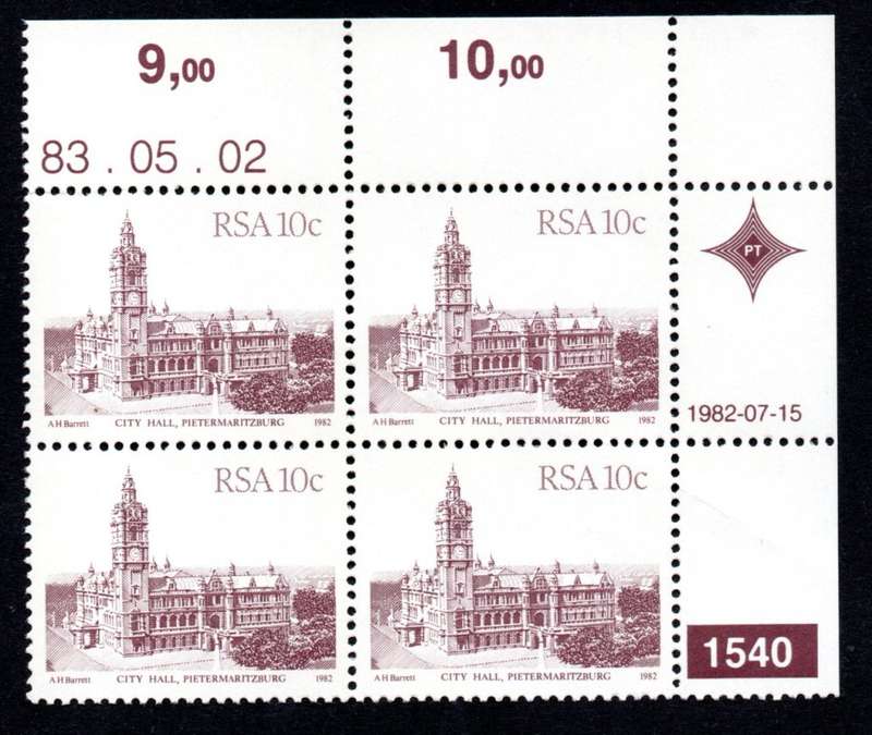 RSA 1983/05/02 4th Definitive issue 10c Plate 1540 Control Blocks