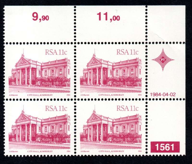RSA 1984/04/02 4th Definitive issue 11c Plate 1561 Control Blocks