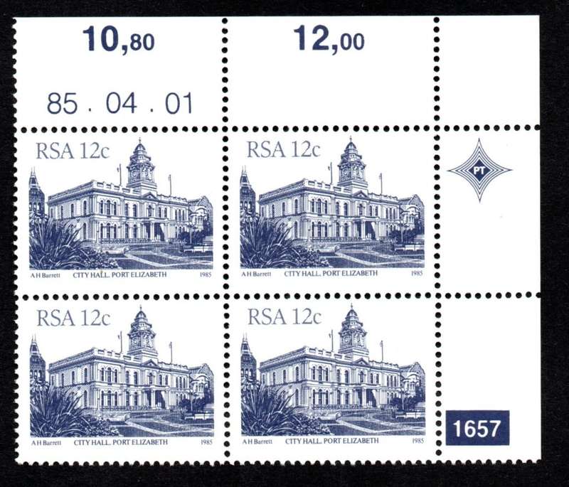 RSA 1985/04/01 4th Definitive issue 12c Plate 1657 Control Blocks