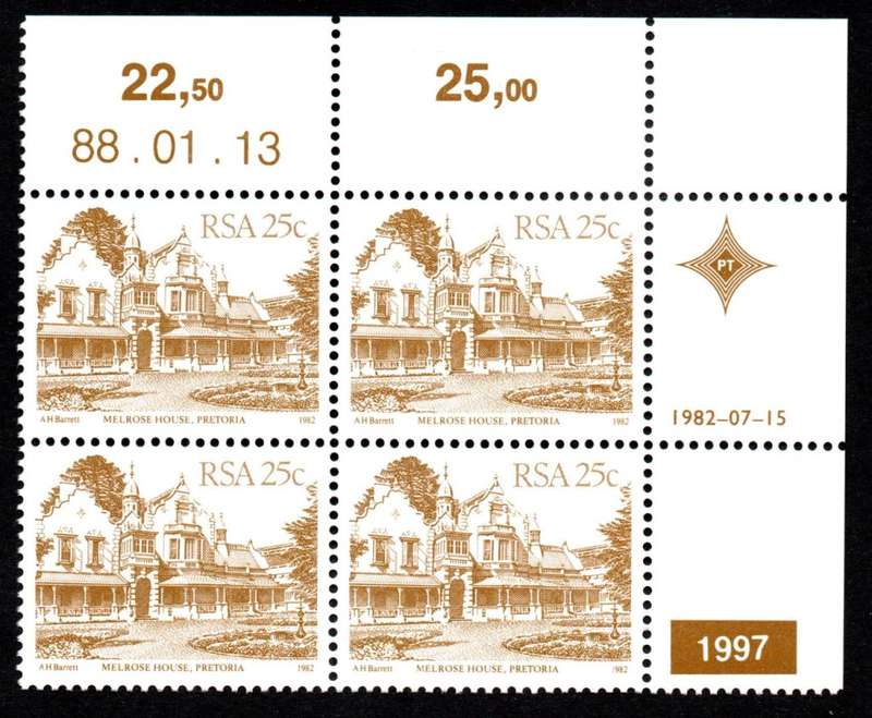 RSA 1988/01/13 4th Definitive issue 25c Plate 1997 Control Blocks