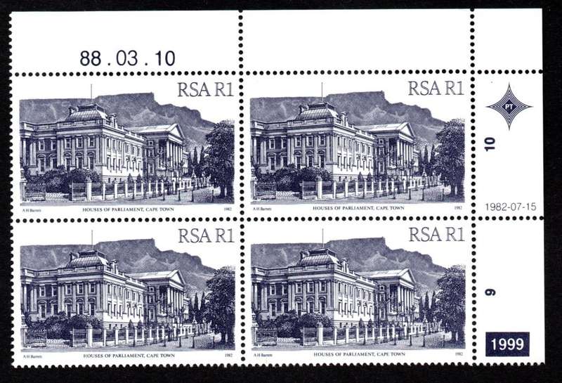 RSA 1988/03/10 4th Definitive issue R1 Plate 1999 Control Blocks