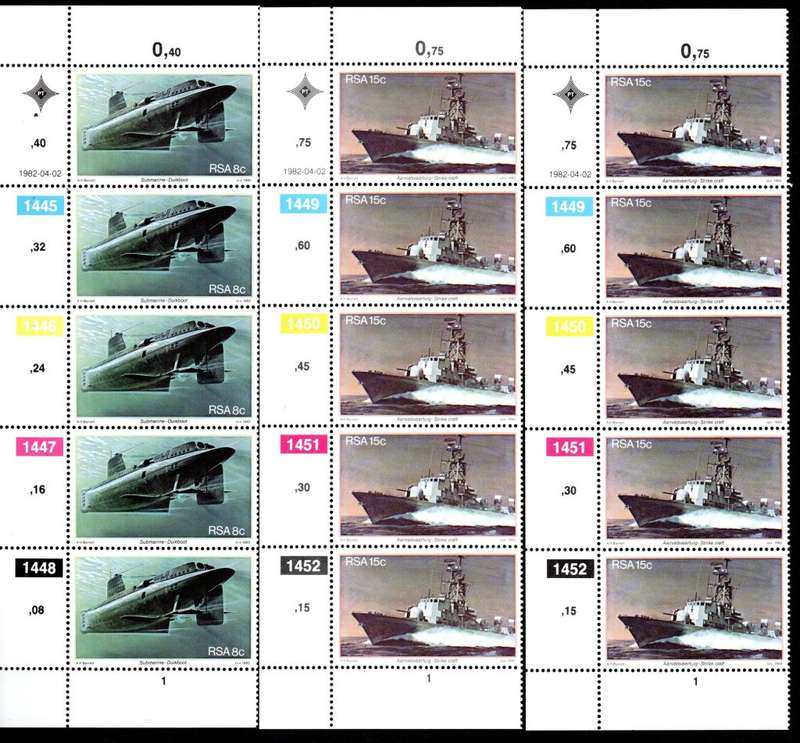 RSA 1982/04/02 Anniversary of Simonstown Control Blocks Set of 16 Errors