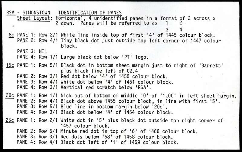 RSA 1982/04/02 Anniversary of Simonstown Control Blocks Set of 16 Errors