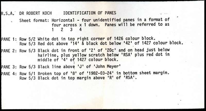 RSA 1982/03/21 Centenary of Discovery of Tubercle Bacillus Control Blocks Set of 4 Errors