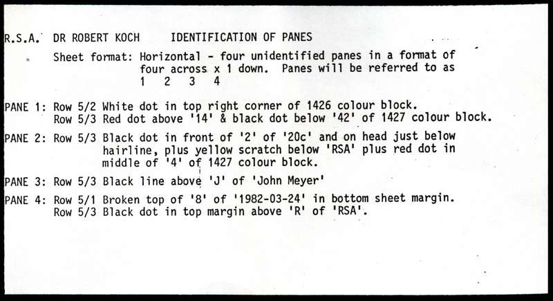 RSA 1982/03/21 Centenary of Discovery of Tubercle Bacillus Control Blocks Set of 4 Errors