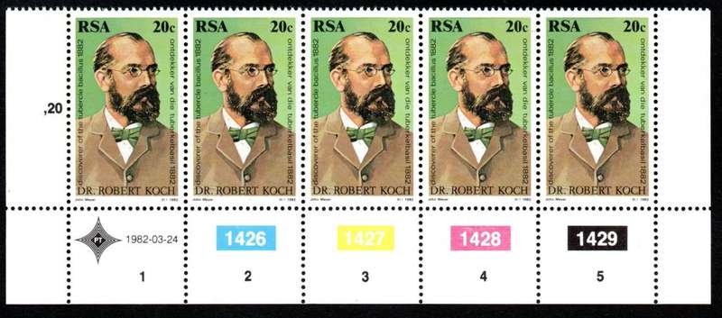 RSA 1982/03/21 Centenary of Discovery of Tubercle Bacillus Control Blocks