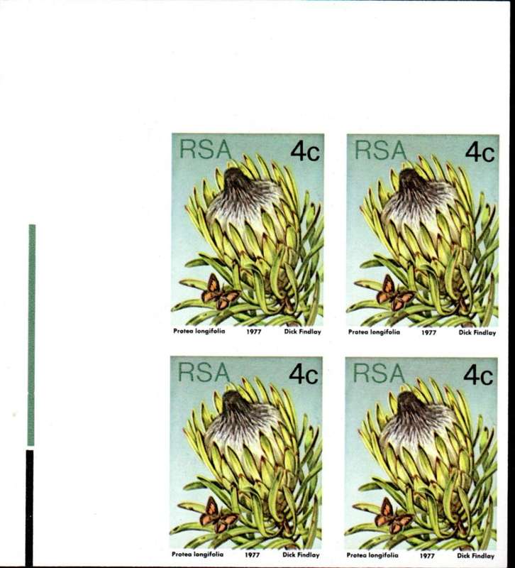 RSA 3rd Definitive issue 4c Control Blocks Imperforated 4 stamps