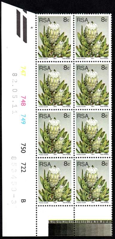 RSA 1982/05/11 3rd Definitive issue 8c Control Blocks Pane B (8 stamps)