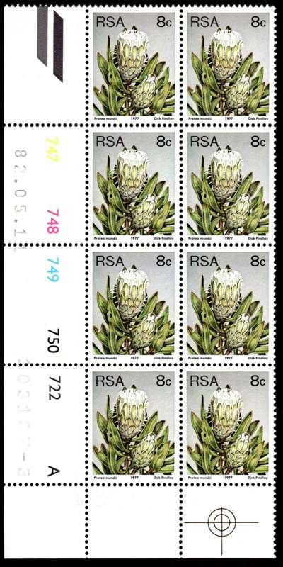 RSA 1982/05/11 3rd Definitive issue 8c Control Blocks Pane A (8 stamps)