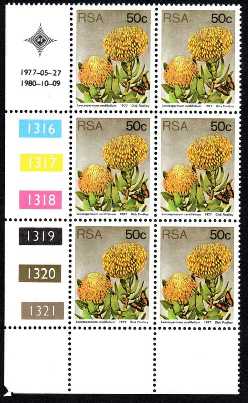 RSA 1977/05/27 & 1980/10/09 3rd Definitive issue 50c Control Blocks