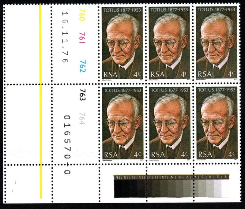 RSA 1976/11/16 Birth Centenary of Prof. J. Du Toit Control Blocks