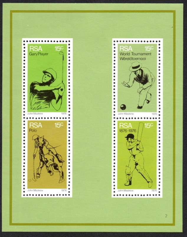 RSA 1976/12/02 Sports Stamps Miniature Sheet