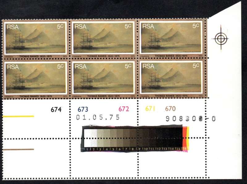 RSA 1975/05/01 Death Centenary of Thomas Baines 5c Control Blocks