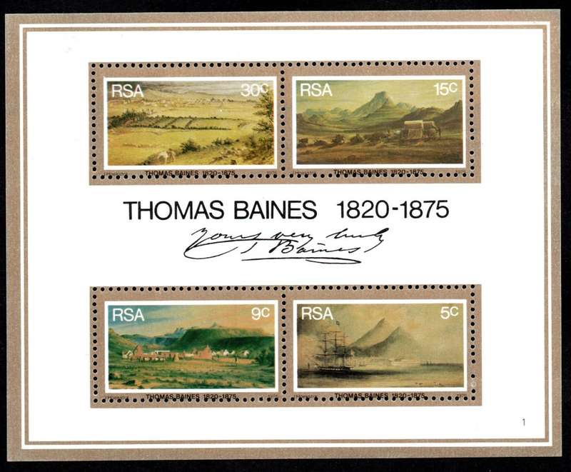RSA 1975/06/18 Death Centenary of Thomas Baines Miniature Sheet