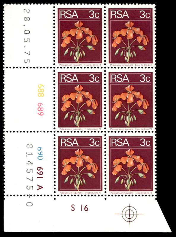 RSA 1975/05/28 2nd Definitive issue 3c Control Blocks Pane A