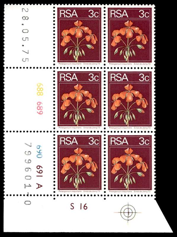 RSA 1975/05/28 2nd Definitive issue 3c Control Blocks Pane A