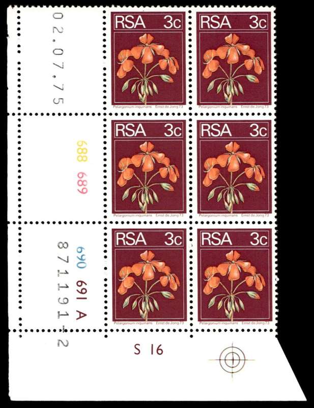 RSA 1975/07/02 2nd Definitive issue 3c Control Blocks Pane A