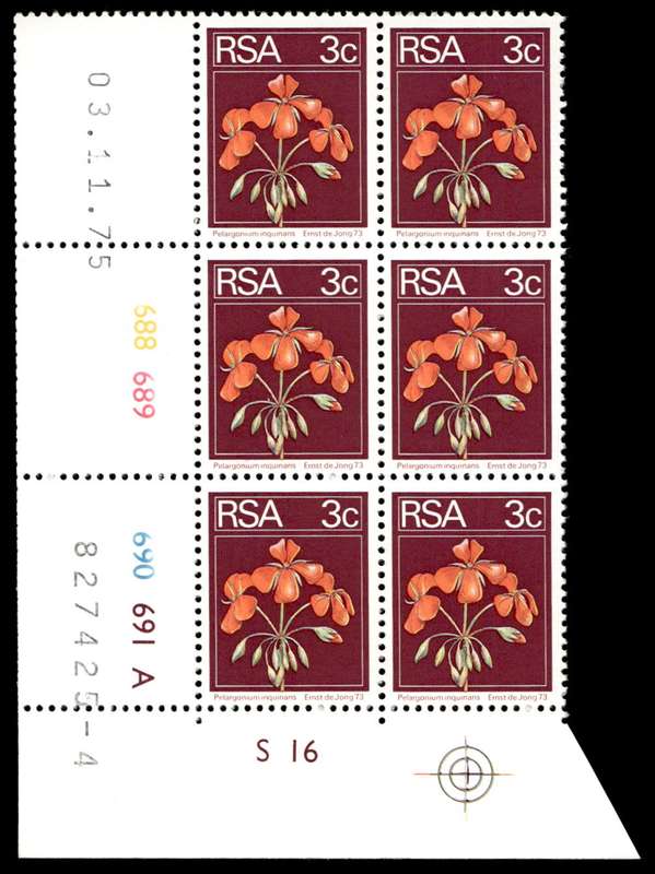 RSA 1975/11/03 2nd Definitive issue 3c Control Blocks Pane A