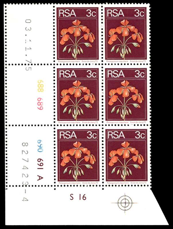 RSA 1975/11/03 2nd Definitive issue 3c Control Blocks Pane A